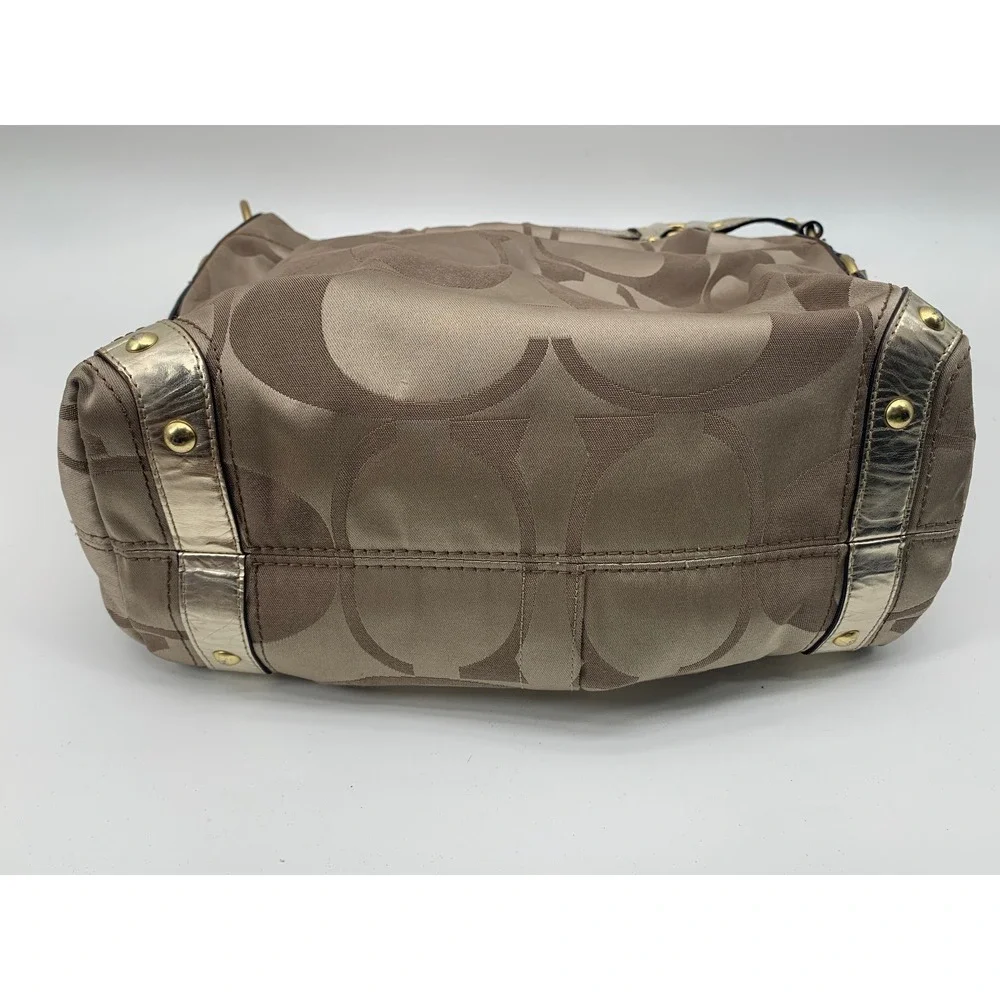 Y2K Vintage Coach Signature Carly HOBO Metallic Gold/Light Brown Canvas 13014